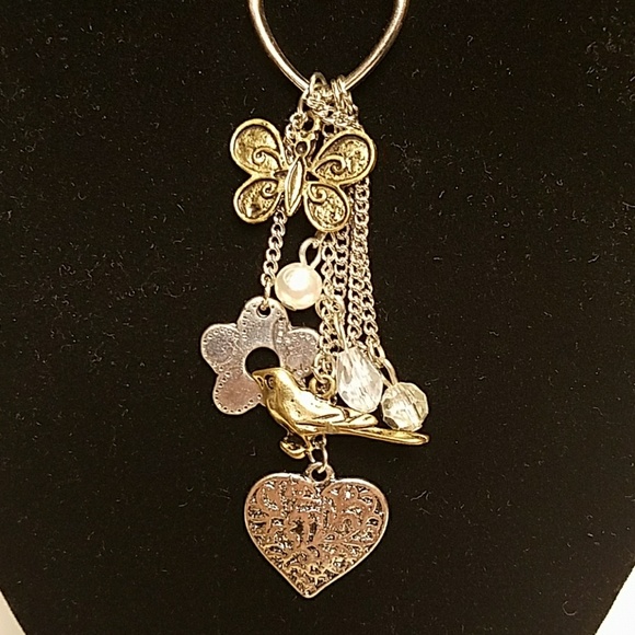 Silver necklace with beaded tassel - Picture 2 of 3